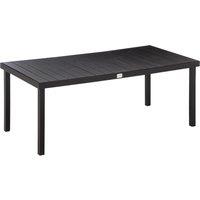 Outsunny Aluminium Outdoor Garden Dining Table for 8 People, Faux Wood Top, for Garden, Lawn, Patio, 190 x 90 x 74cm, Black