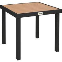 Outsunny 78 cm Garden Dining Table for 4 People, Square Outdoor Coffee End Side Table with Aluminium Legs, Natural Wood Finish