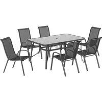 Outsunny Seven-Piece Outdoor Dining Set - Charcoal Grey