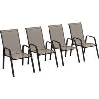 Outsunny 4 Pieces Garden Chairs, Stackable Outdoor Dining Chair, Grey Aosom UK