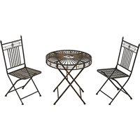Outsunny 3 Piece Garden Outdoor Bistro Set with 2 Folding Chairs and 1 Folding Round Table, Metal Fr