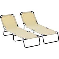 Outsunny Reclining Lounger: Foldable, 5-Position Backrest, Portable & Lightweight, Beige Aosom UK