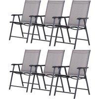 Outsunny Folding Garden Chair Sextet: Breathable Mesh Seats on Metal Frames for Patio, Park or Dining, Grey Aosom UK