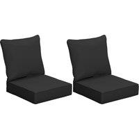 Outsunny 4 Pcs Outdoor Seat and Back Cushion Set Patio Deep Seating Chair Replacement Cushion Aosom UK
