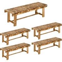 Outsunny Set of 5 2-seater Outdoor Indoor Garden Wooden Bench Patio Loveseat Fir 110L x 38W x 35H cm Carbonised Aosom UK