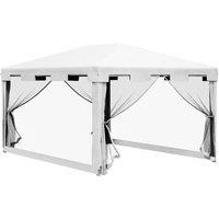 Outsunny 4 x 3 m Party Tent Wedding Gazebo Outdoor Waterproof PE Canopy Shade with Panel