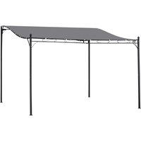 Outsunny 4 x 3 Meters Canopy Metal Wall Gazebo Awning Garden Marquee Shelter Door Porch - Grey