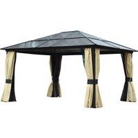 Outsunny 4 x 3.6(m) Hardtop Gazebo Canopy with Polycarbonate Roof and Aluminium Frame, Garden Pavili