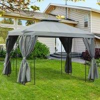 Outsunny Waterproof 3 x 3 m Garden Metal Gazebo Marquee Patio Wedding Party Tent Canopy Shelter with Pavilion Sidewalls (Dark Grey) Aosom UK