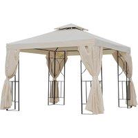 Outsunny 3 x 3 m Garden Metal Gazebo Marquee Patio Wedding Party Tent Canopy Shelter with Pavilion Sidewalls (Beige) Aosom UK