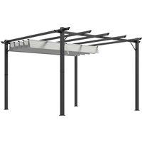 Outsunny 3 x 3(m) Aluminium Pergola Canopy Gazebo Awning Outdoor Garden Sun Shade Shelter Marquee Party BBQ, Light Grey Aosom UK