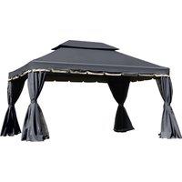Outsunny 3 x 4m Curtain Gazebo, Wedding Gazebo with Aluminium Canopy Shelter, Nets and Curtains for Garden and Deck, Black Aosom UK