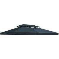 Outsunny Gazebo Replacement Canopy Roof, 3x4m, 2 Tier UV Protection Cover for Garden Patio Outdoor Sun Shelters, Deep Grey (Top Only) Aosom UK