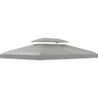 Outsunny Gazebo Replacement Canopy 3x4m, 2 Tier Roof, UV Protection Cover, Outdoor Awning, Light Grey.