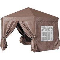 Outsunny 4m x 4m Hexagonal Metal Frame Garden Gazebo Brown