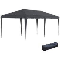 Outsunny 3 x 6 m Pop Up Gazebo, Foldable Canopy Tent, Height Adjustable Wedding Awning Canopy w/ Carrying Bag, Black