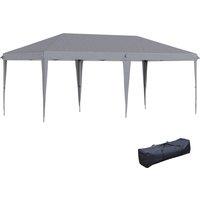 Outsunny Pop Up Gazebo 3 x 6 m, Foldable Canopy Tent with Height Adjustable, Wedding Awning & Carrying Bag, Grey Aosom UK