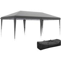 Outsunny Pop Up Gazebo, Double Roof Foldable Canopy Tent, Height Adjustable Wedding Awning Canopy w/ Carrying Bag, 6 m x 3 m x 2.7 m, Grey