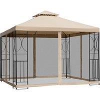 Outsunny 3x3m Garden Gazebo Tent W/Netting, 2-tier Roof