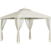 Outsunny Waterproof 3 x 3 Meter Metal Gazebo Garden Outdoor 2-tier Roof Marquee Party Tent Canopy Pavillion Patio Shelter w/ Netting, Cream Aosom UK
