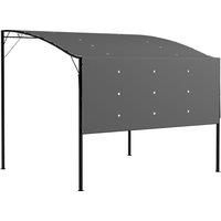 Outsunny 3 x 2.5m Patio Metal Gazebo Door Window Awning Wall Mount Metal Outdoor Shelter Charcoal Grey