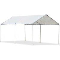Outsunny Waterproof 3 x 6m Heavy Duty Carport Garage Car Shelter Galvanized Steel Outdoor Canopy Tent Water UV Resistant Waterproof, White Aosom UK