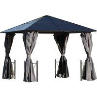 Outsunny 3 x 3(m) Hardtop Gazebo Canopy with Polycarbonate Roof, Steel & Aluminium Frame, Garden
