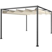 Outsunny 3x2m Metal Pergola with Retractable Roof, Garden Gazebo Canopy Shelter for Outdoor, Patio, Cream White