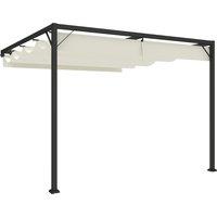 Outsunny 3 x 3(m) Outdoor Pergola with Retractable Canopy -Cream White
