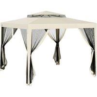 Outsunny 3 x 3 m Gazebo, Netting Party Tent, Patio Canopy Outdoor Event Shelter with Double Tier Roof, Beige