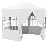 Outsunny 4 m Party Tent Wedding Gazebo Outdoor Waterproof PE Canopy Shade with 6 Removable Side Walls