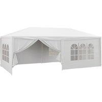 Outsunny 6 x 3 m Party Tent Wedding Gazebo Outdoor Waterproof PE Canopy Shade with 6 Removable Side Walls