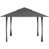 Outsunny Pop-up Gazebo with Double Roof, 4 x 4m, Canopy Tent, UV Proof, Roller Bag, Adjustable Legs, Outdoor Party, Steel Frame, Dark Grey