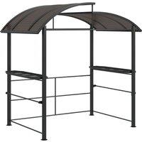 Outsunny 2.4 x 1.5m Outdoor Grill Gazebo with Side Shelves, PC Board Roof, Dark Grey