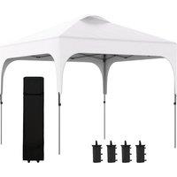 Outsunny 3 x 3 (M) Pop Up Gazebo, Foldable Canopy Tent with Carry Bag w/ Wheels & 4 Leg Weight Bags for Outdoor Garden Patio Party, White Aosom UK