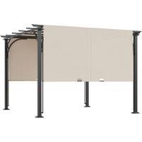 Outsunny Waterproof 3 x 3(m) Outdoor Retractable Pergola, Garden Pergola Gazebo with Adjustable Canopy, Beige Aosom UK