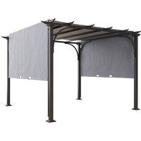 Outsunny 3 x 3(m) Garden Pergola, Outdoor Retractable Pergola Gazebo with Adjustable Canopy, Sun Shade Patio Canopy Shelter, Grey Aosom UK