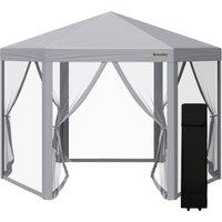Outsunny 3 x 3(m) Pop Up Gazebo Hexagonal Foldable Canopy Tent Outdoor Event Shelter with Mesh Sidew