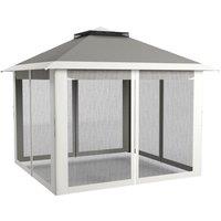 Outsunny Gazebo Pop Up with Sides, Waterproof Canopy Tent with Double Roof and Carry Bag for Patio Garden, Dark Grey Aosom UK