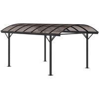 Outsunny 5 x 3(m) Hardtop Carport Aluminium Gazebo Pavilion Garden Shelter Pergola with Polycarbonate Roof, Brown Aosom UK