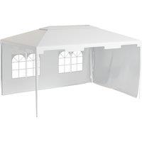 Outsunny 3 x 4 m Garden Gazebo Shelter Marquee Party Tent with 2 Sidewalls for Patio Yard Outdoor, White