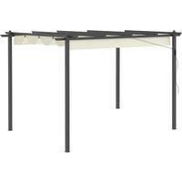 Outsunny Waterproof 4 x 3(m) Aluminum Pergola Gazebo Garden Shelter with Retractable Roof Canopy for Outdoor, Patio, Cream White Aosom UK