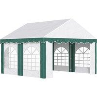 Outsunny 4 x 4m Garden Gazebo with Sides, Galvanised Marquee Party Tent with Four Windows and Double
