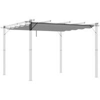 Outsunny Retractable Pergola Shade Cover, Replacement Canopy Fabric for 3 x 3 (m) Pergola, Gazebo Retractable Roof, Light Grey