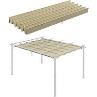 Outsunny Retractable Pergola Shade Cover, Replacement Canopy for 4 x 3 (m) Pergola, Retractable Roof, Beige Aosom UK
