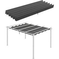 Outsunny Retractable Pergola Shade Cover, Replacement Canopy for 4 x 3 (m) Pergola, Retractable Roof, Dark Grey