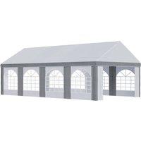 Outsunny 8 x 4m Galvanised Party Tent, Marquee Gazebo with Sides, Eight Windows and Double Doors, for Parties, Wedding and Events Aosom UK