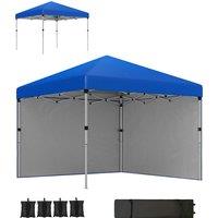 Outsunny 3 x 3 (M) Pop Up Gazebo, UPF 30+ with 2 Sidewalls, Leg Weight Bags and Wheeled Bag, Height Adjustable Party Tent Event Shelter for Garden, Patio, Blue