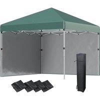 Outsunny 3 x 3m Gazebo Pop Up with Sides, 2 Sidewalls, Leg Weight Bags and Carry Bag, Height Adjustable for Garden, Patio, Green Aosom UK