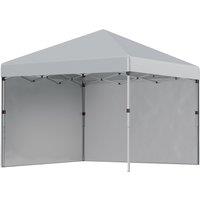 Outsunny 3 x 3 m Pop Up Gazebo, UPF 30+ Party Tent with 2 Sidewalls, Weight Bags and Wheeled Bag, Light Grey